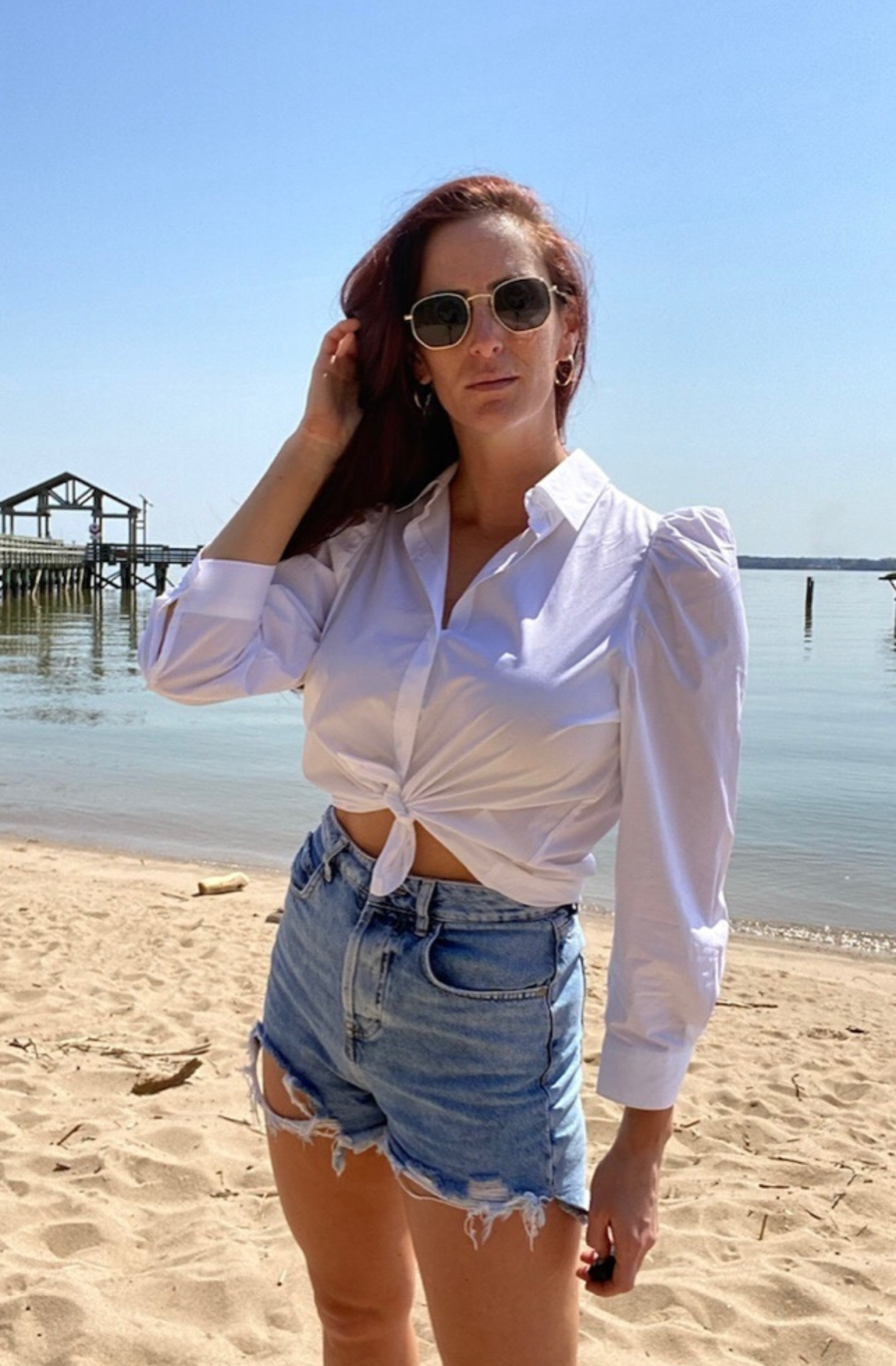 Fuller Bust Button Down Shirt Fit for D Cup Worn as a Cover Up At the Beach