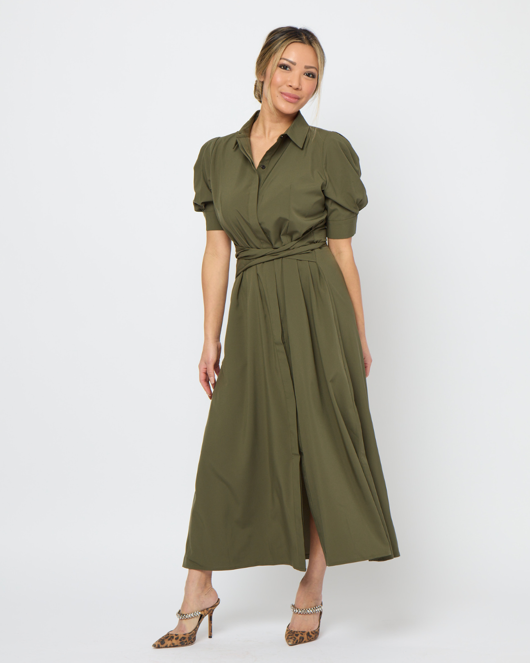 2-Way Short Sleeve Shirt Dress in Army Green // PerfectDD Army Green / XS | PerfectDD 2-Way Short Sleeve Shirt Dress in Army Green // PerfectDD Army Green / XS | PerfectDD