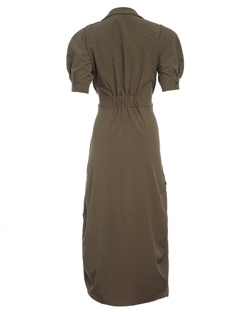 2-Way Short Sleeve Shirt Dress in Army Green // PerfectDD Army Green / XS | PerfectDD 2-Way Short Sleeve Shirt Dress in Army Green // PerfectDD Army Green / XS | PerfectDD