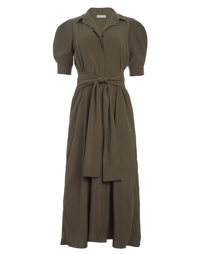 2-Way Short Sleeve Shirt Dress in Army Green // PerfectDD Army Green / XS | PerfectDD 2-Way Short Sleeve Shirt Dress in Army Green // PerfectDD Army Green / XS | PerfectDD