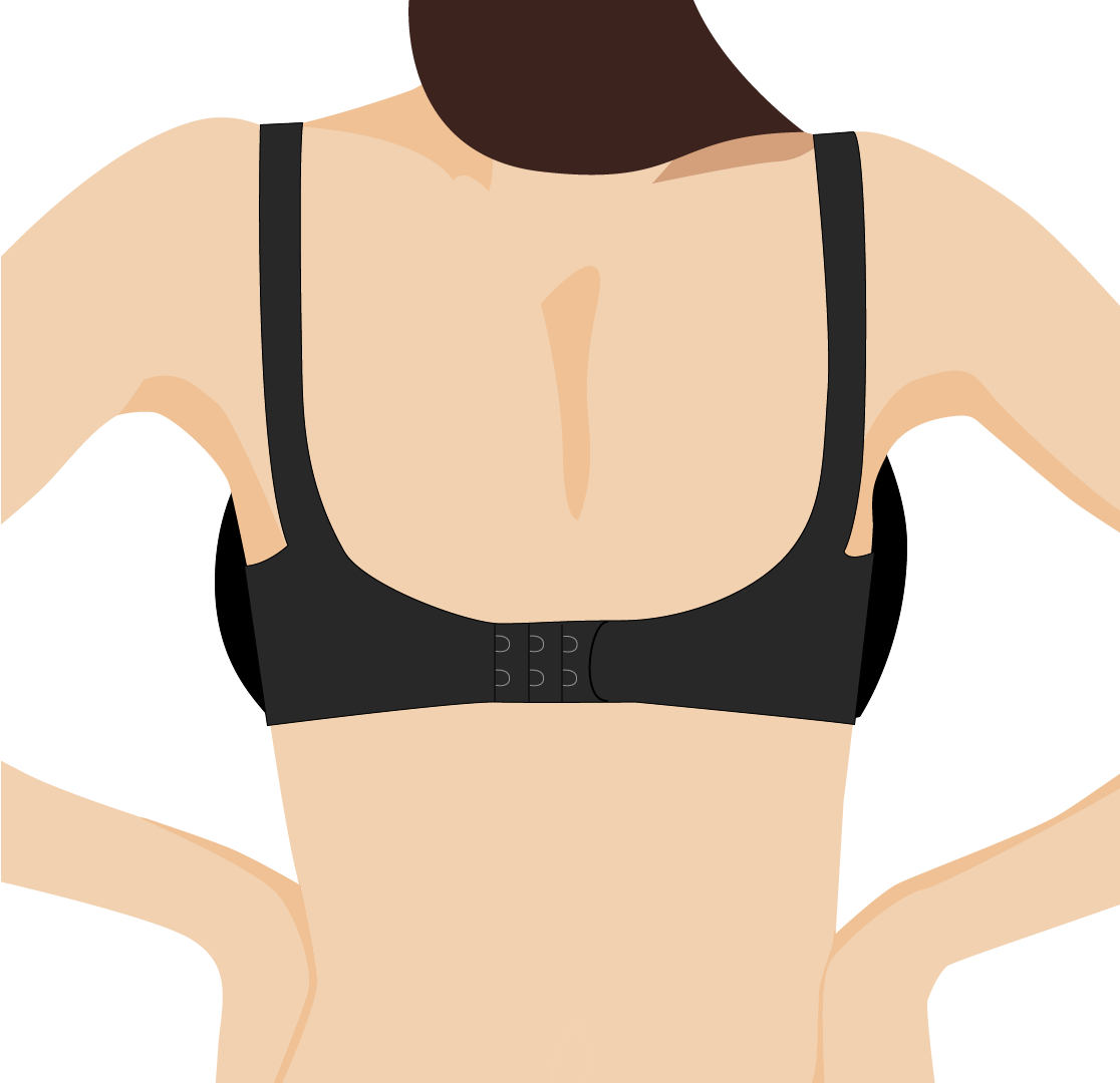 Bra on body back view, 3 hooks