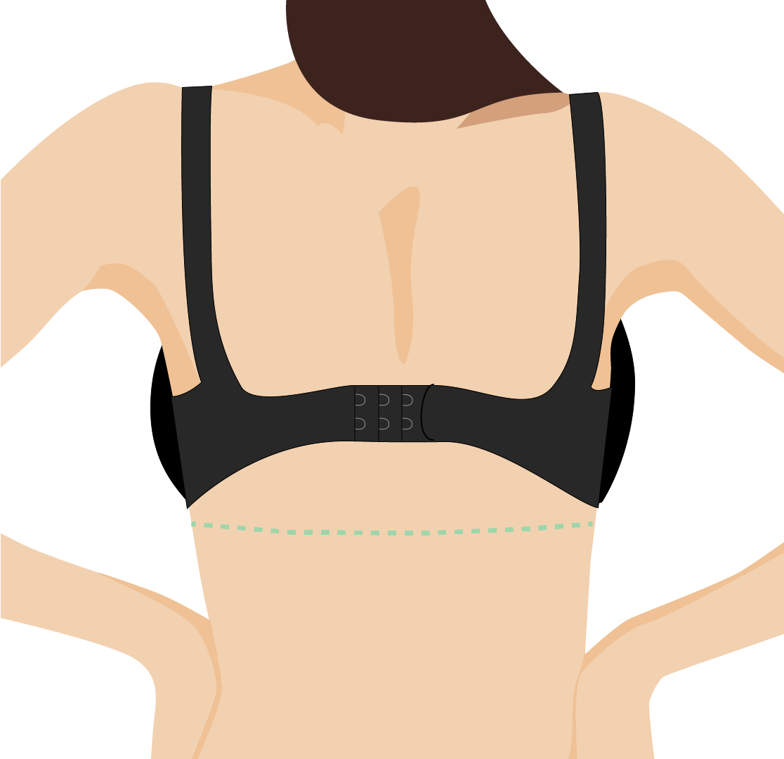 Bra band too big and loose on body, riding up back.