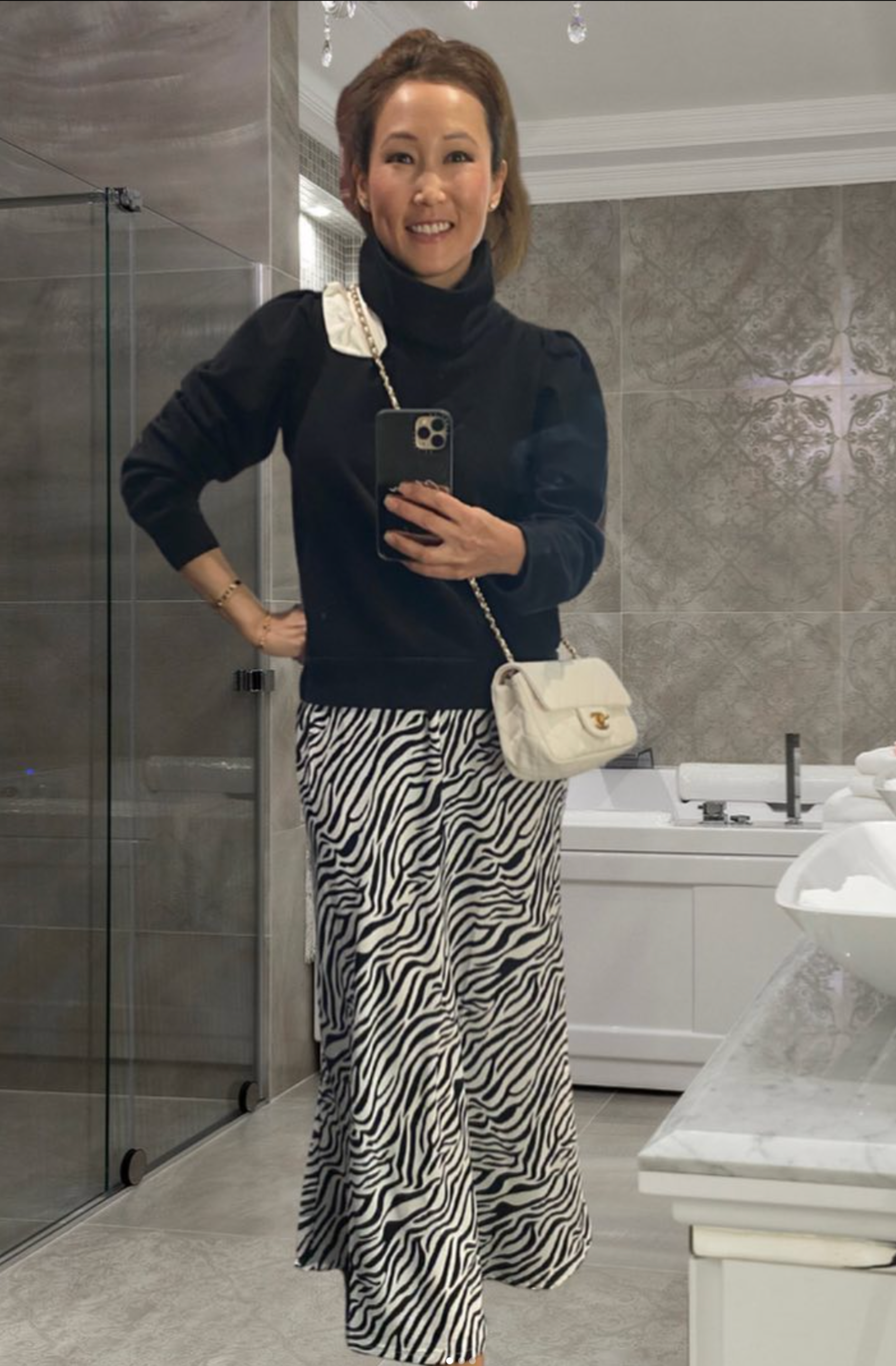 Puff Sleeve Turtleneck in Organic Cotton that Fit and Flatters D Cup