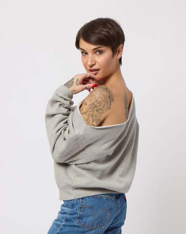 Irene Off the Shoulder Sweatshirt Flattering on Big Boobs PerfectDD