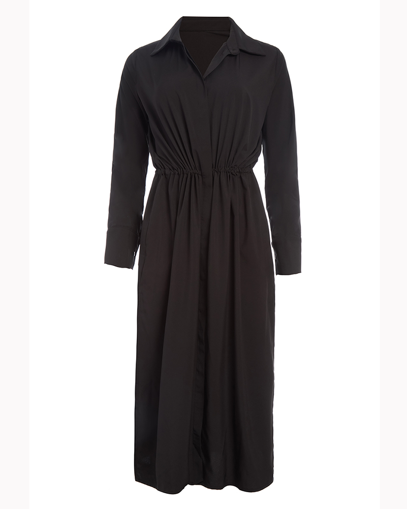 Long Sleeve Shirt Dress - FINAL SALE Black / L | PerfectDD Long Sleeve Shirt Dress - FINAL SALE Black / L | PerfectDD