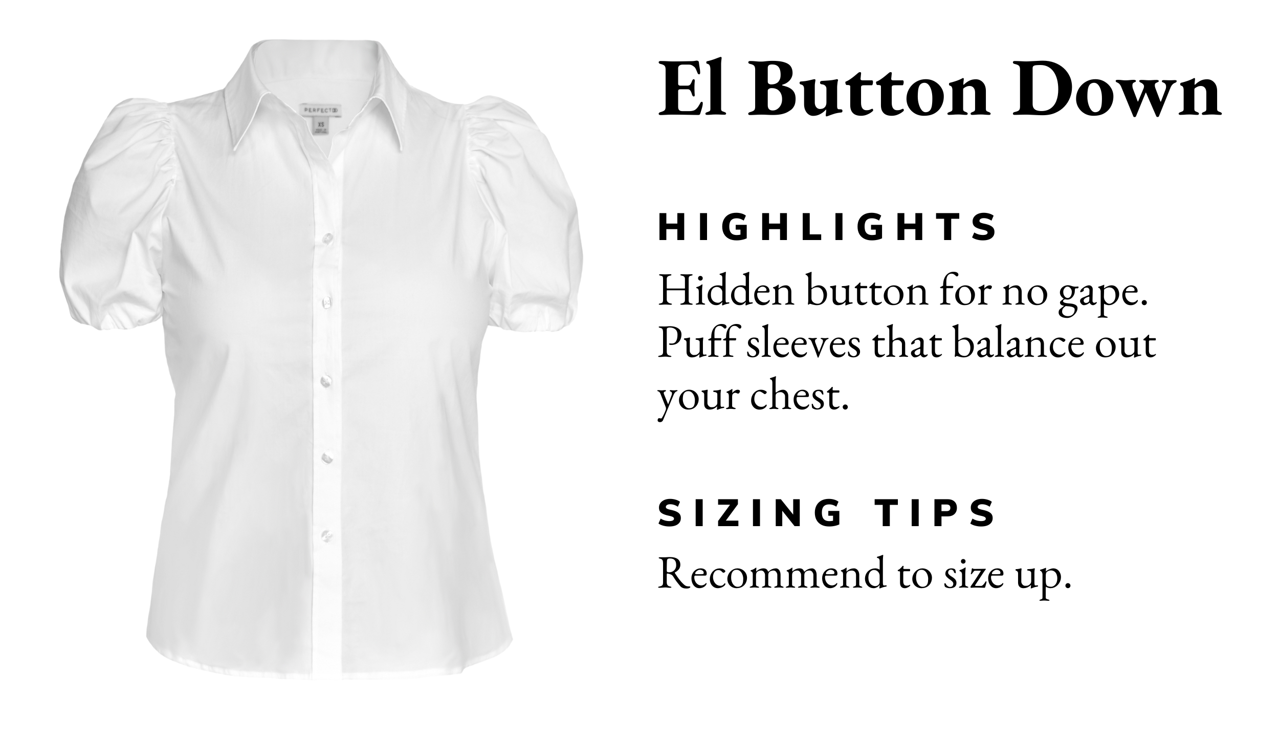 Short Sleeve Puff Sleeve Button Down Fit For D Cup, DD Cup No More Gaping with Hidden Button // PerfectDD