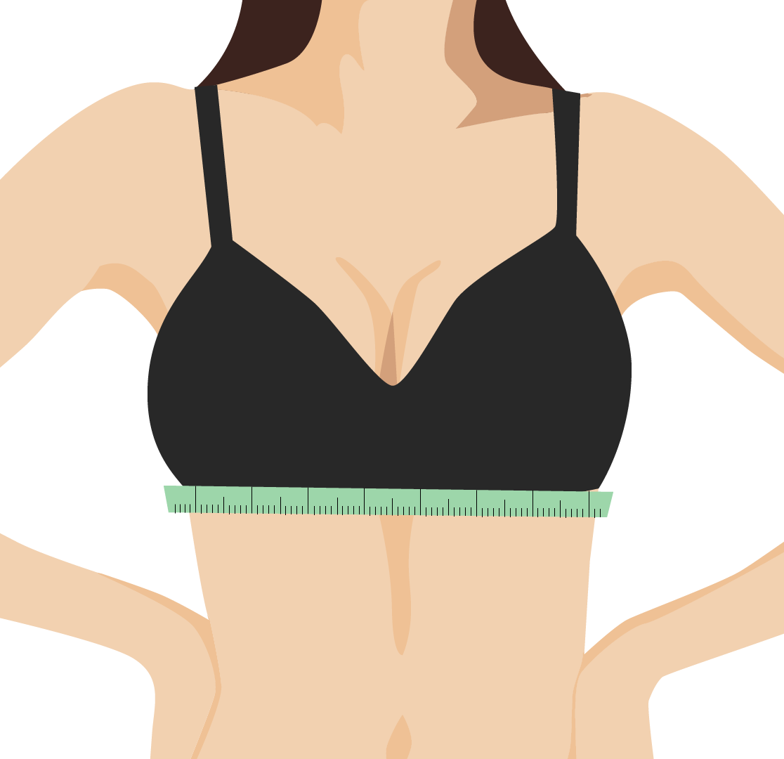 Bra Tape Measure across rib cage under bra