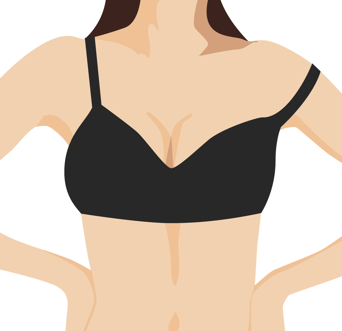 Incorrect bra size, bra strap falling down off shoulder