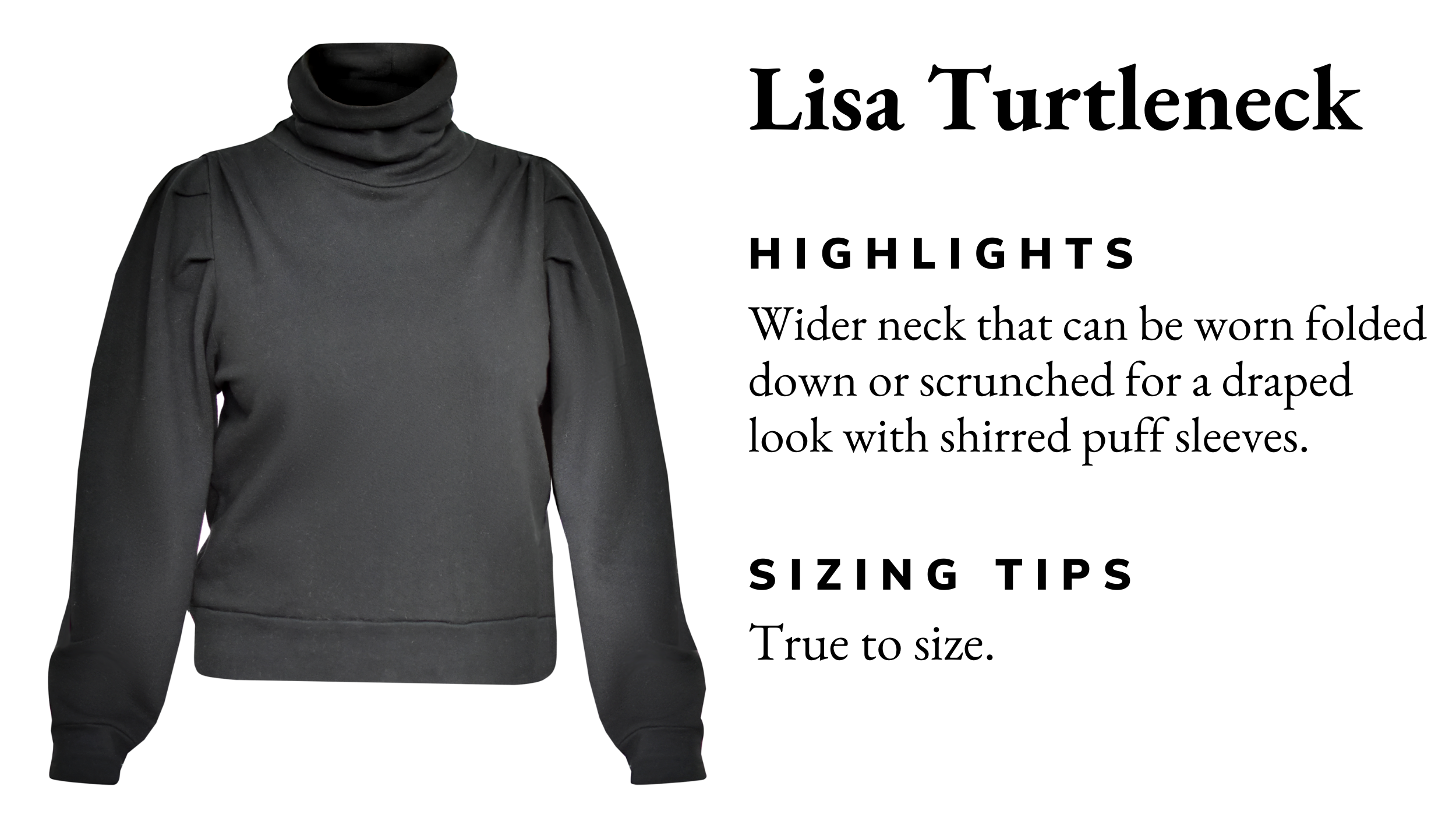 Turtleneck Puff Sleeve Sweatshirt Fit For D Cup, DD Cup // PerfectDD