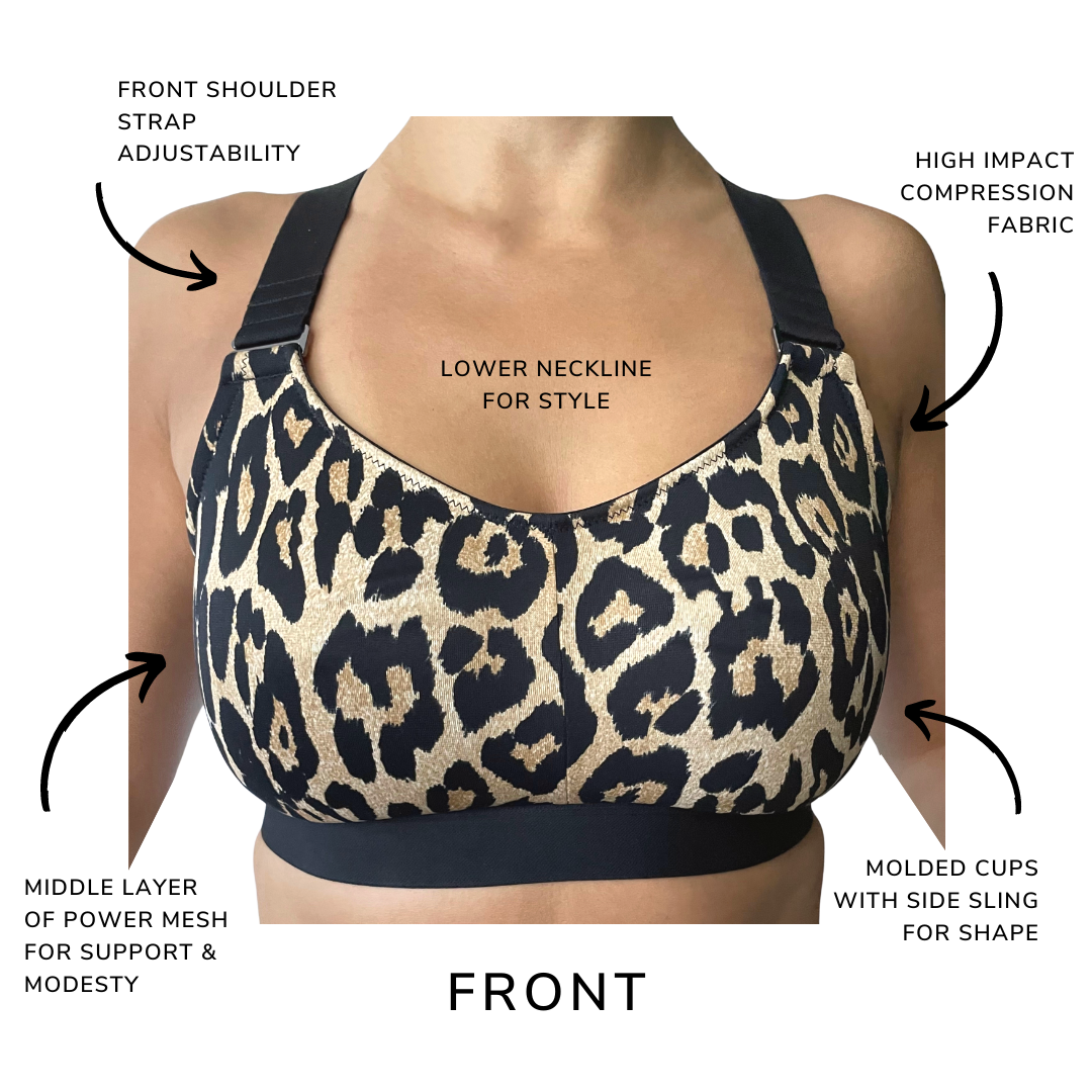 Infographic details of recycled polyester sports bra