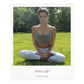 Polaroid picture of thin, brunette sitting in yoga position in sports bra and leggings