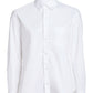 Front flat lay of White organic cotton long sleeve button down