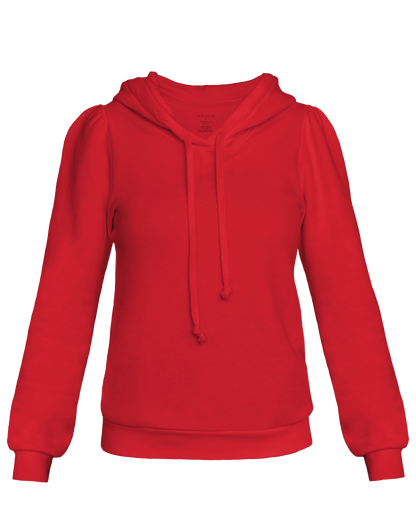 Flat lay of Varsity Red cotton fleece long sleeve sweatshirt