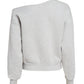 Back flat lay of heather grey cotton fleece off-the-shoulder sweatshirt