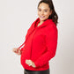 Varsity Red cotton fleece long sleeve sweatshirt on pregnant model smiling