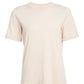 Front flat lay of latte cotton rolled sleeve tshirt