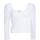 Front flat lay of white cotton top with sweetheart neckline