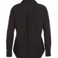 Back flat lay of black cotton long sleeve classic button down