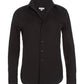 Front flay lay of black cotton long sleeve classic button down