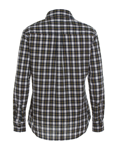 Back flat lay of plaid cotton long sleeve classic button down 